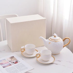 Luxury High Quality Eco-Friendly White Ceramic Bone China Coffee & <b>Tea</b> <b>Set</b> with Gold Rim for Gift - Product Image 5