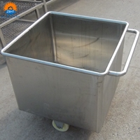 Chariot à seau en acier inoxydable 304, capacité 200L, épaisseur 2mm, pour transfert de viande en abattoir, haute efficacité, multifonctionnel