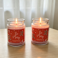 Bougie parfumée en cire de soja écologique pour les fêtes de Noël, dans un bocal en verre cylindrique, décoration parfumée pour la maison, cadeau, parfum personnalisé, fêtes