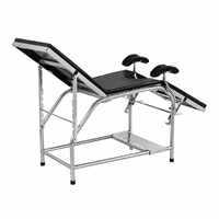 Table d'examen gynécologique en acier inoxydable pour hôpital avec dossier et repose-jambes réglables