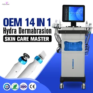 Vertical Microdermabrasion Machine Biopolar RF Remove Wrinkle 14 In 1 Crystal Dermabrasion Oxygen Jet Aqua Hydra Facial Device