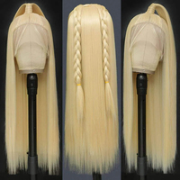 Perruque droite pré-épilée en cheveux humains Remy, densité 180, blond cendré, avec dentelle transparente HD, idéale pour mariage, rendez-vous ou bureau
