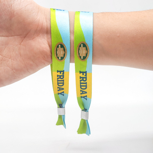 Pulseras de Tela Personalizadas de Poliéster para Festivales, Pulseras de Plástico Desechables Económicas al por Mayor - Product Image 1