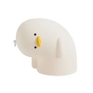 EGOGO Lying Duck Led Night Light Rechargeable Cartoon Baby Soft Silicone Pat Duck Sleep Light For Kids Birthday Gift