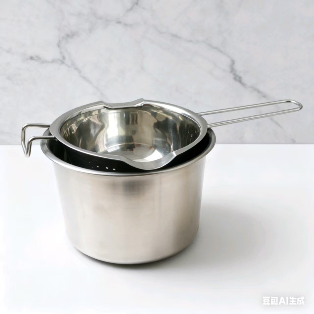 Pot intérieur argenté 400ml + pot extérieur