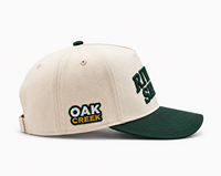 Casquette de baseball brodée personnalisée, bicolore beige et vert, broderie 3D en relief, coton, 6 panneaux, réglable, casquette de sport, golf, unisexe