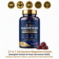 Permen Kunyah Magnesium Kompleks 21-in-1 (Glycinate, Citrate, Taurate) untuk Mendukung Kesehatan Jantung, Tulang, dan Otot, Suplemen Diet untuk Dewasa
