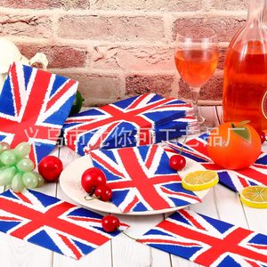 <b>Union</b> <b>Jack</b> Party Tableware Set Paper <b>Plates</b> Cups Napkins Tablecloth 40-60 Pcs Birthday Decoration Venue Setup Props - Product Image 2