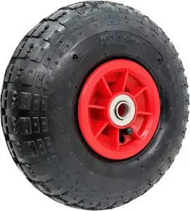 10英寸充气车轮4.10/3.50-4英寸手推车更换轮胎，手持式卡车对称轴