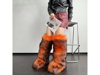 Nouvelles bottes d'hiver pour femmes, hauteur genou, en daim synthétique, doublure en peluche, imitation fourrure de renard et de raton laveur, bottes chaudes