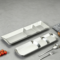 Plateaux miroir robustes en acier inoxydable, assiettes à collation, plateaux de service pour fruits et aliments, plateaux longs pour desserts, collations et sushis, et plateaux à bijoux