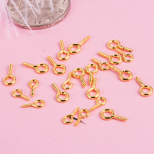 Vis à œil en métal, petites, plaquées or, crochets pour pendentifs, pour fournitures de bricolage - Product Image 1