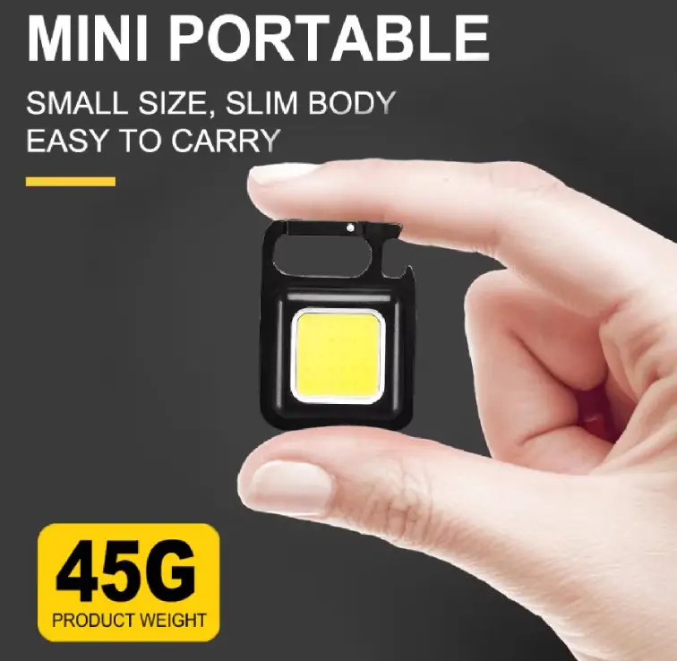 Mini Portable 3 Modes d'éclairage USB lumineux LED torche Rechargeable lumière de travail petites lampes de poche de poche Camping porte-clés lumière