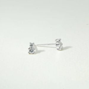 Minimalist Two Stone Diamond Stud <b>Earrings</b> Handmade Solid Gold With Natural Or Lab Grown Diamonds Dainty Everyday <b>Fine</b> Jewelry - Product Image 2
