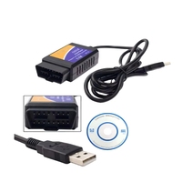 Herramienta de Diagnóstico Universal para Automóviles USB ELM327 V1.5, Cable de Interfaz OBD2 de 16 Pines para PC