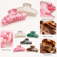Nouveauté : Pince à Cheveux en Acétate de Cellulose avec Logo Personnalisé et Strass 2026, Fixation Forte en Cristal, Accessoires pour Cheveux Femme – Vente en Gros