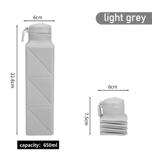 Персонализированная силиконовая складная бутылка из полипропилена с пластиковой крышкой Складная Силиконовая бутылка для воды с карабином - Product Image 6