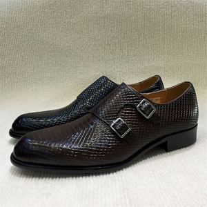 Double-<b>buttoned</b> Business Wedding <b>Suit</b> Square/Pointed Toe Casual Leather Shoes Breathable Anti-Slip Lightweight Patchwork Cowhide - Product Image 1