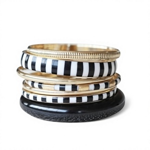 Best thnic Gold Plated Zinc Alloy Resin Brass Bangles Sets <b>Red</b> Inlay Premium Geometric Pattern Women's Fashionable Bangles - Product Image 3