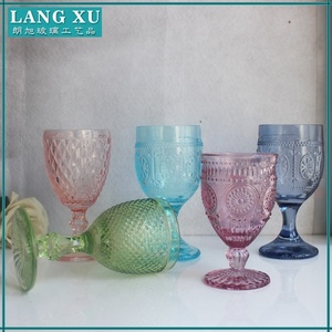 Copa de copas de <span class=keywords><strong>vino</strong></span> de pared gruesa de color rosa girasol ecológico a buen <span class=keywords><strong>precio</strong></span> LANGXU con patrón de <span class=keywords><strong>diamante</strong></span> en relieve - Product Image 5