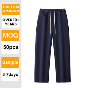 กางเกงวอร์มขายาวทรงตรงสีพื้นแบบลำลองสำหรับทุกเพศ ผ้าฟลีซหนานุ่ม 350 กรัม ปักโลโก้ตามสั่ง - Product Image 1