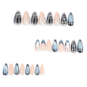 Vente en gros de 24 pièces d'<span class=keywords><strong>ongles</strong></span> artificiels en ABS, carrés, français, amande, 3D, fabriqués à la <span class=keywords><strong>machine</strong></span>, réutilisables, kit d'<span class=keywords><strong>ongles</strong></span> artificiels à presser personnalisés - Product Image 6