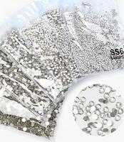 1440 pièces de strass pour ongles AB/Transparent Super Pailleté Ss3-ss20, à dos plat, non thermocollants, en résine 3D, pour nail art DIY, cristaux ronds pour manucure