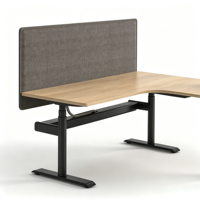 Bureau debout en forme de L moderne avec écran de confidentialité, bureau de travail en bois réglable avec rangement pour mobilier de bureau à domicile