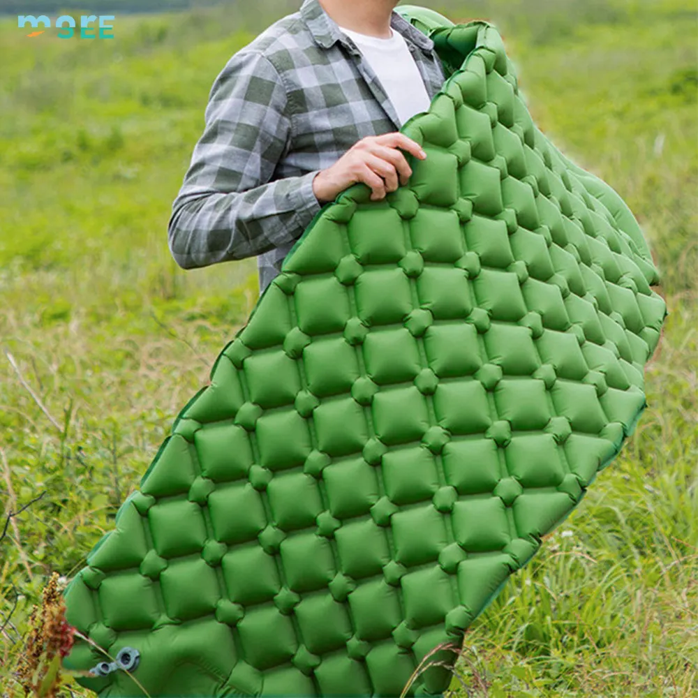 Seperai matras berkemah nilon, ultra-ringan Inflating piknik bantalan tidur pompa kompak Backpacking mendaki bepergian