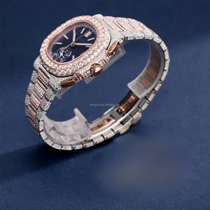 Montre analogique classique pour homme en moissanite de couleur D VVS, cristal saphir, bracelet en acier inoxydable, largeur 20 mm, alliage unisexe Eta - Product Image 2