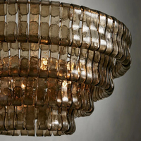 Lustre rond en verre d'art de luxe personnalisé Villa Restaurant Farmhouse Plafonnier décoratif en verre