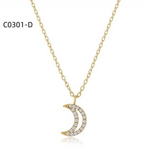 Collar con Colgante de Luna Amy Amy, Plateado en Plata con Circonita Cúbica, Joyería de Moda para Mujer, Uso Diario, Regalo - Product Image 2