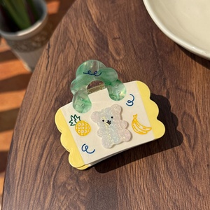 New Arrival Cute Cartoon Personality Splicing Bear Bag Grab Clip Creative Handbag Acetate Hairpin Claw Clips - Product Image 2