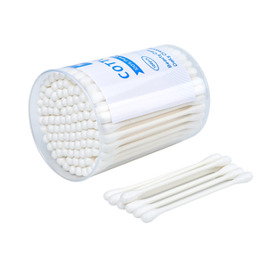 Coton-tige biodégradable à usage quotidien vendu en usine, 100 pièces/boîte, bâtonnet en papier, coton-tige avec boîte ronde - Product Image 2