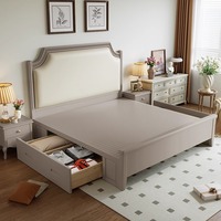 American Light Luxury Bois massif Paris Midsummer French Cream Style Double Master Bedroom High-end Soft Package Large Bed
