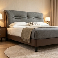 Lit en cuir véritable italien minimaliste écologique, style moderne et luxueux, pour chambre à coucher ou villa, grand lit