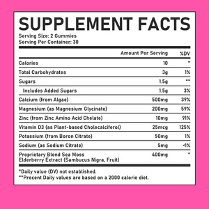 Gummies Calcium Magnésium Zinc avec Vitamine D3 Saveur Algues Marines et Sureau pour la Force Osseuse et la Santé Musculaire - Product Image 6