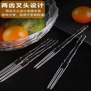 Transparent Acrylic Fruit <b>Forks</b> 10.5Cm Safe Edge For Home Party Use - Product Image 5