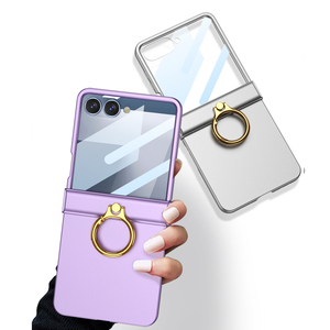 เคสโทรศัพท์ Galaxy Z Flip 5 6 Flip 7  วัสดุ PC พร้อมวงแหวนโลหะและบานพับ สำหรับ Samsung Galaxy Z Flip 7 Flip 6 5 4 - Product Image 1