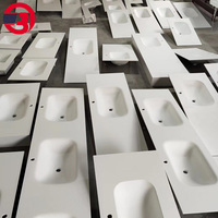Meuble sous lavabo double style Corian | Cuvette de bain à surface solide | Plateau intégré de 20mm