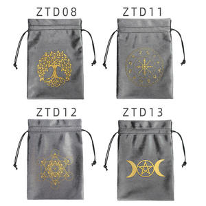 Nuova borsa da 13x18cm con carta dei tarocchi grige borsa trifase in tessuto per luna gioielli con coulisse borsa piccola custodia per oggetti - Product Image 5