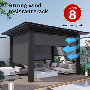 Motorlu motorlu açık rüzgar geçirmez su geçirmez pencere tonları açık balkon pergola için <span class=keywords><strong>pvc</strong></span> güneşlikler