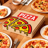 Boîte à pizza écologique noire en carton ondulé personnalisée pour emporter
