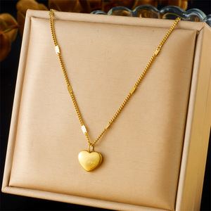 Heart Pendant Necklace Gold Plated Stainless Steel Valentine Gift Jewelry Chain Minimalist Design - Product Image 1