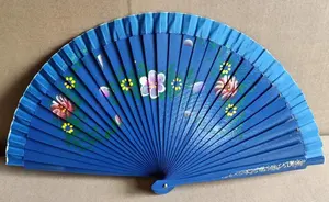 Yüksek kalite sıcak satış 23 cm İspanyolca çift taraflı el-boyalı vintage ahşap fan hediye yelpaze retro el-boyalı fan