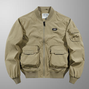 Sonbahar artı-boyutu spor üniforma rahat ceket rüzgarlık beyzbol parça bombacı erkekler tulum Pilot ceket pamuk fermuarlar standı - Product Image 3