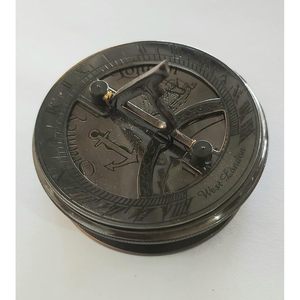 Boussole de cadran solaire nautique en laiton massif de 2.5 pouces Beau guide de poche avec étui en cuir - Product Image 6