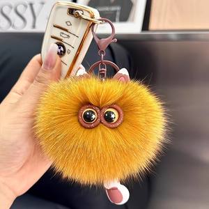 Lindo Llavero de Gato Blanco, Muñeco de Peluche con Mejillas Rosadas y Ojos Morados, Colgante Adorable para Mochila, Accesorios para Bolsos de Mujer - Product Image 6