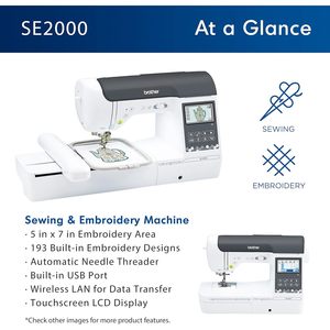 Machine à coudre et à broder Brother Se2000, zone de broderie informatisée 360x510 mm, blanche - Product Image 2