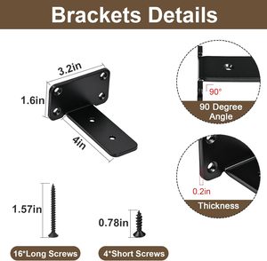 Soportes de estante negros de alta resistencia de <span class=keywords><strong>4</strong></span> pulgadas, soporte de estante L de Metal flotante de acero para el hogar, oficina, soporte de pared para estantes DIY - Product Image 3